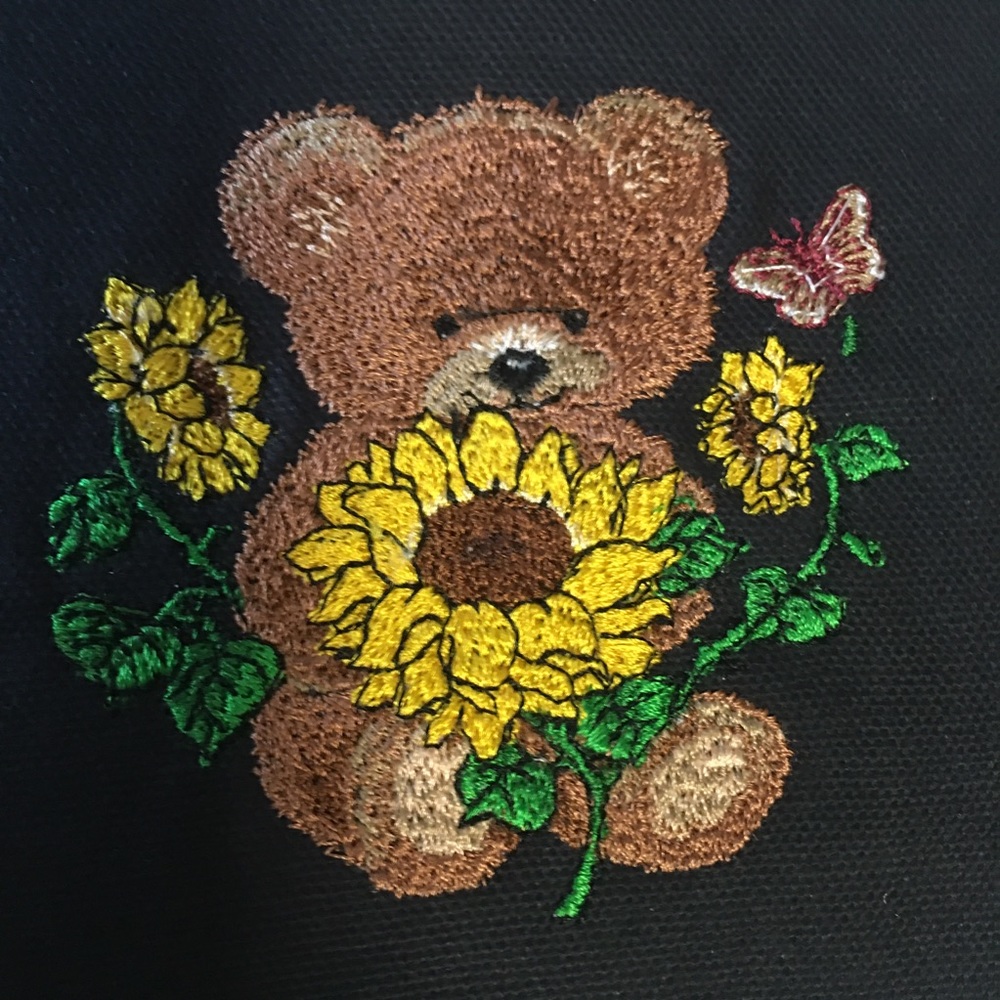 4 Embroidered coasters bears 5” Square Black background EUC New or like new. - Picture 3 of 9